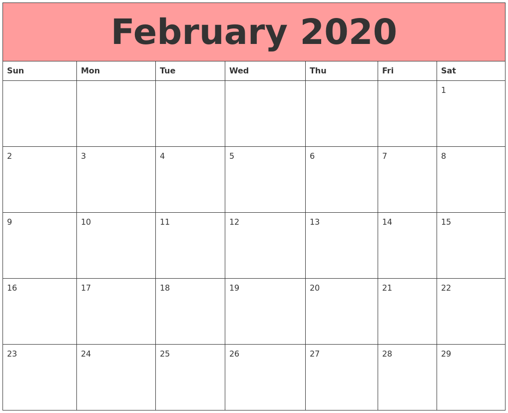 Calendar February 2020