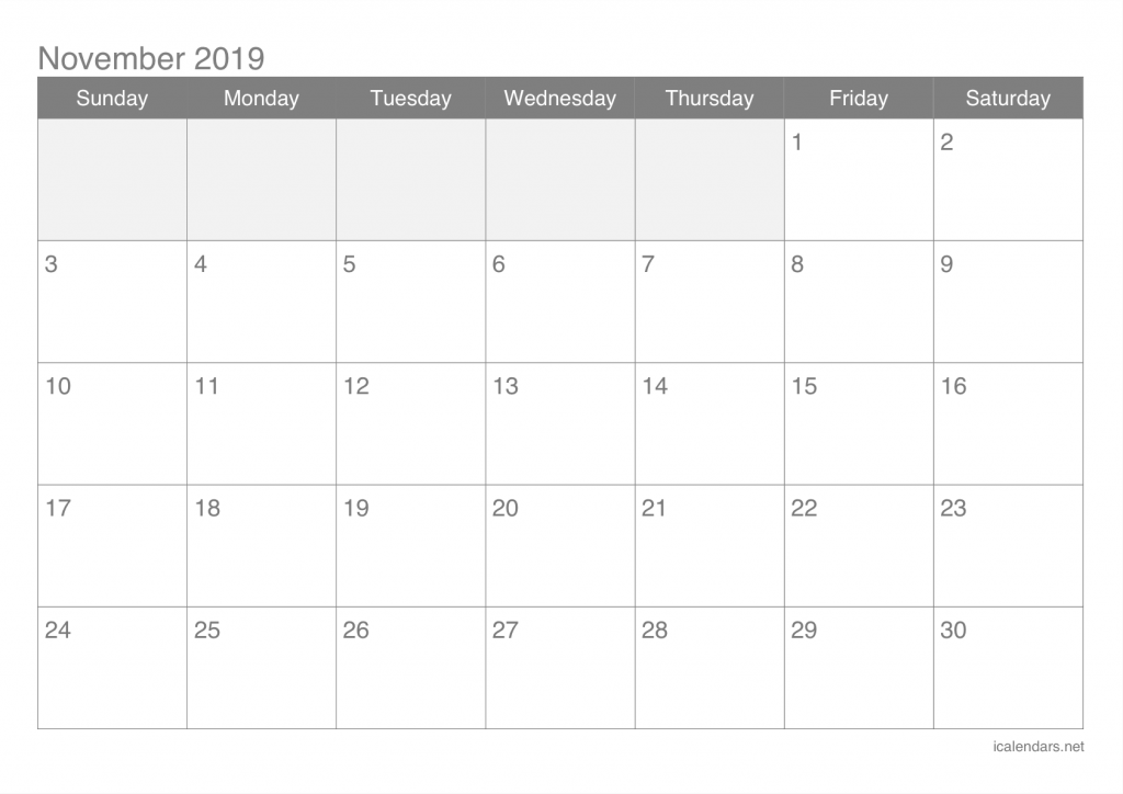 November Calendar 2019 Excel Xls Printable Template Hub