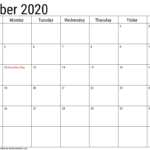 October 2020 Calendar with Holidays United States