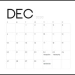 Holidays Calendar Template December 2020