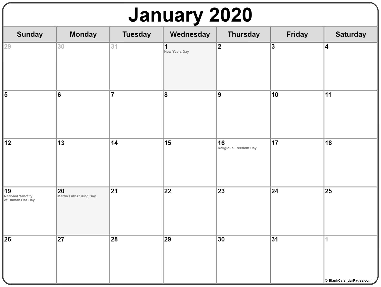 Calendar 2020 Calendar With Holidays Usa