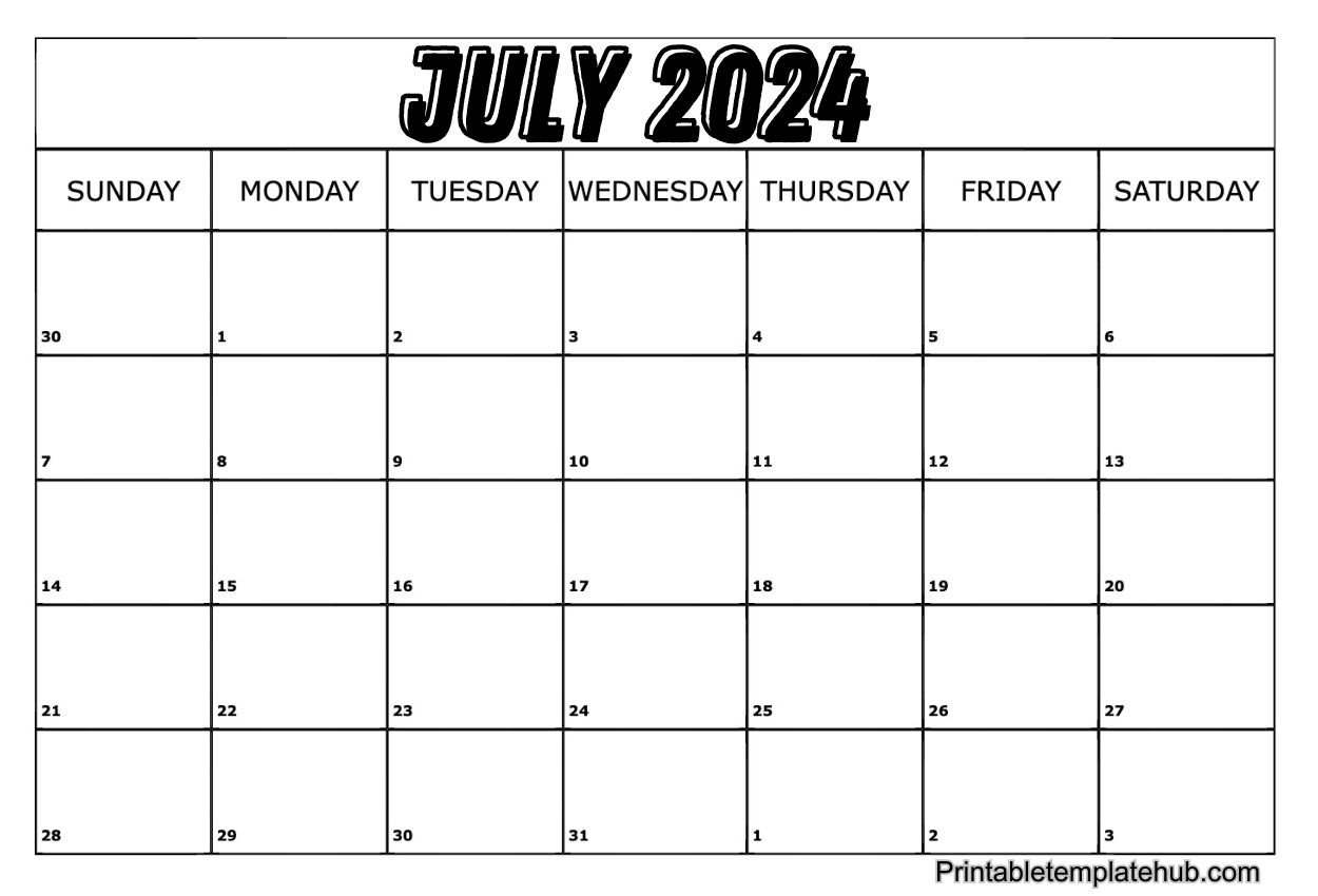 July 2024 calendar Monday start
