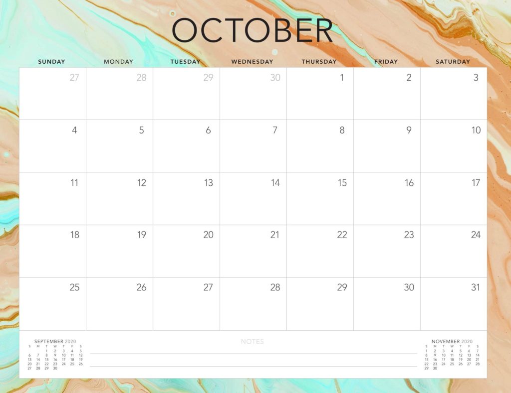 October 2020 Calendar USA