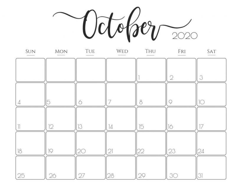 October Calendar 2020