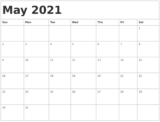 free may calendar 2021 printable