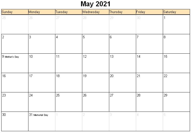 monthly may 2021 calendar