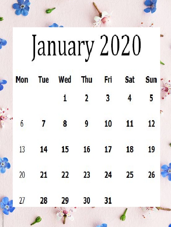 Cute January 2020 Calendar Wallpaper For Desktop, iPhone