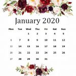 Cute January 2020 Floral Calendar