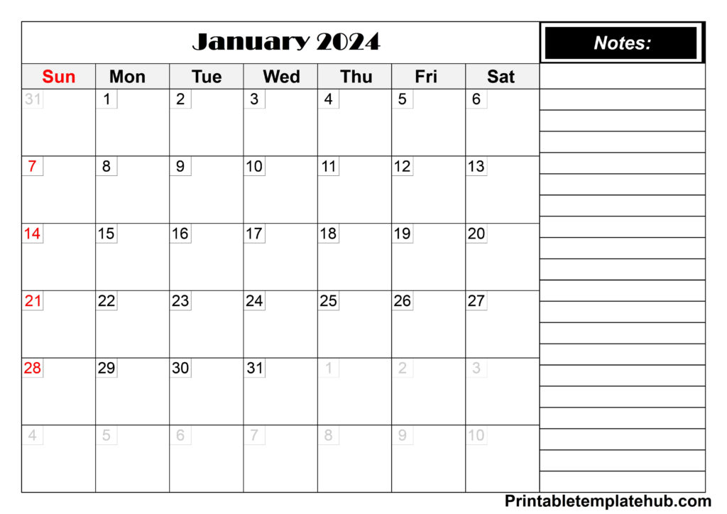 Free January 2024 Editable Calendar