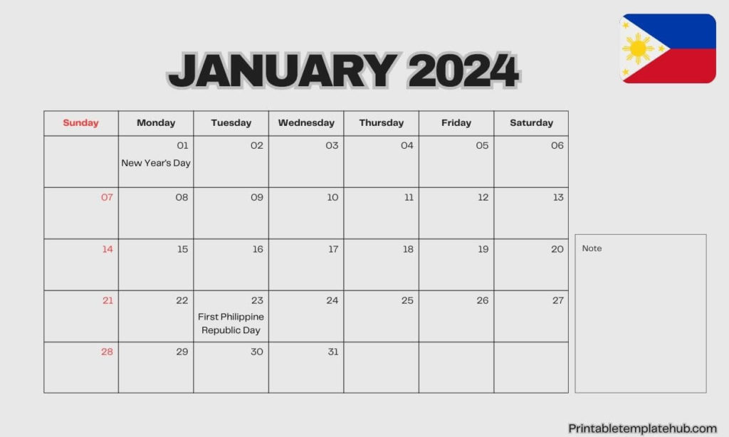 January 2024 Philippines Calendar