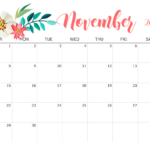 Cute November 2020 Flower Calendar