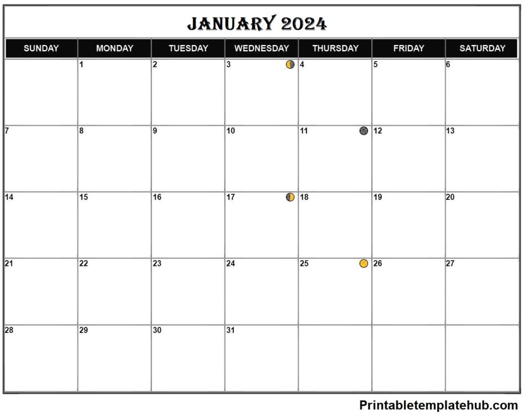 Free January 2024 Lunar Phases Calendar