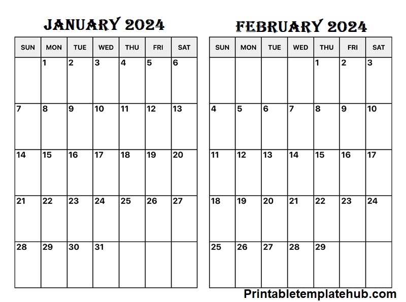 Free January & February 2024 Calendar