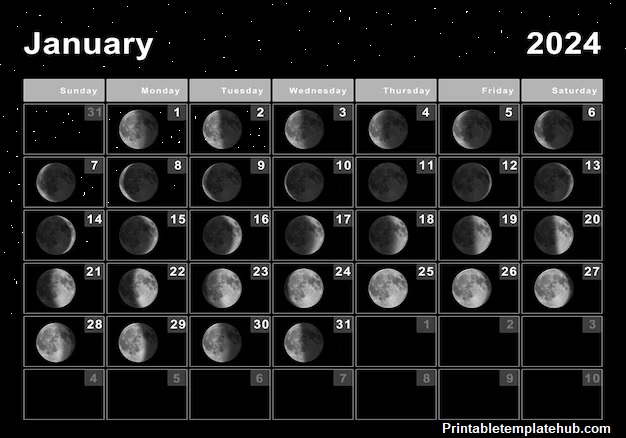January 2024 Moon Phases Calendar