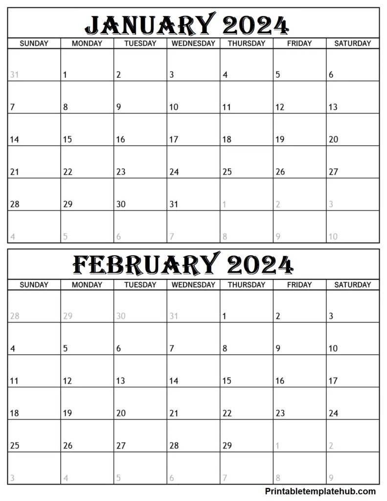 January & February 2024 Calendar