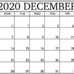 December 2020 Calendar PDF Word Excel