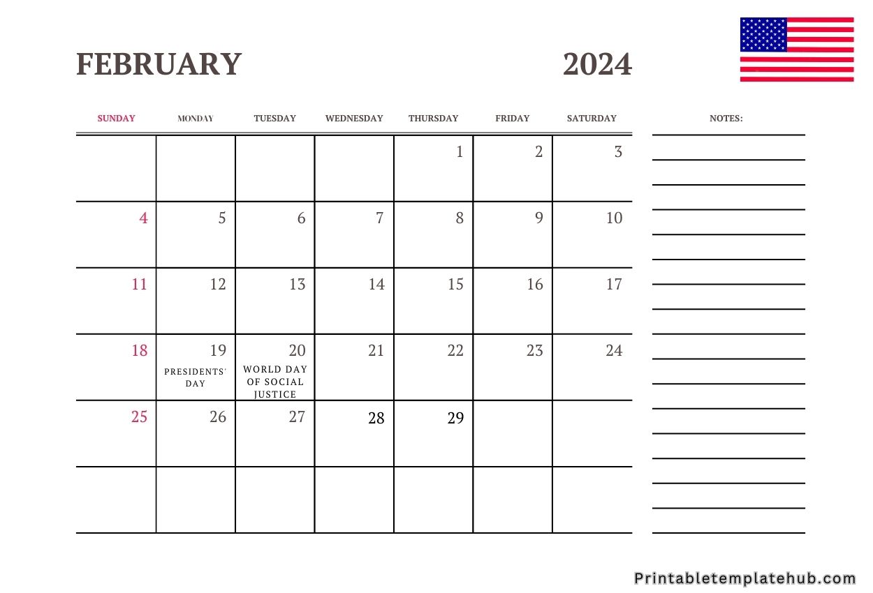 February 2024 USA Calendar