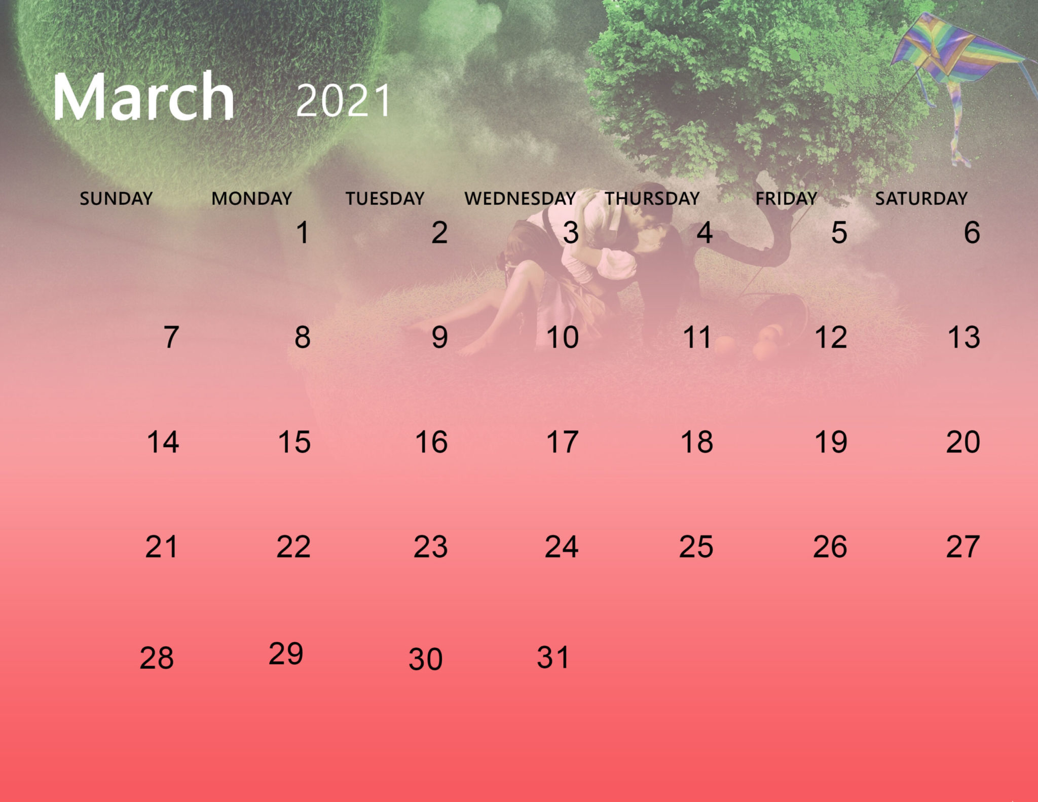 Download Cute March 2021 Calendar