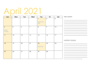 april 2021 calendar plan your tasks