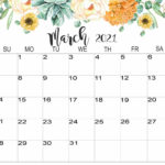 Print March 2021 Calendar Cute