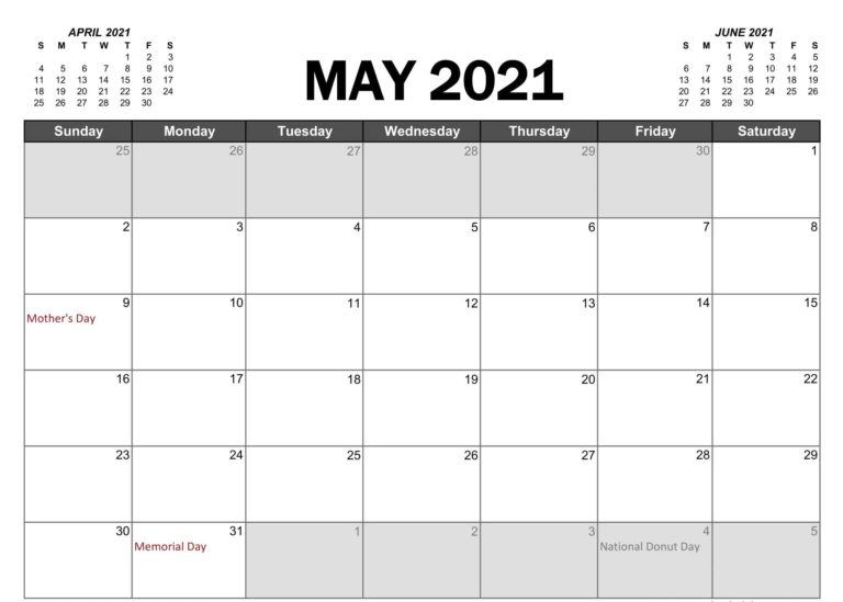 May 2021 Calendar with Holidays USA Festival & Event list