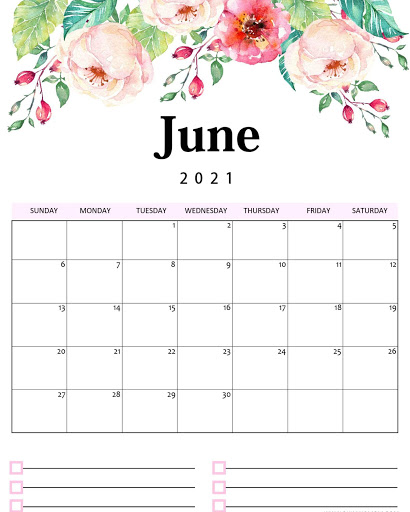 Cute June 2021 Calendar for Office & Home