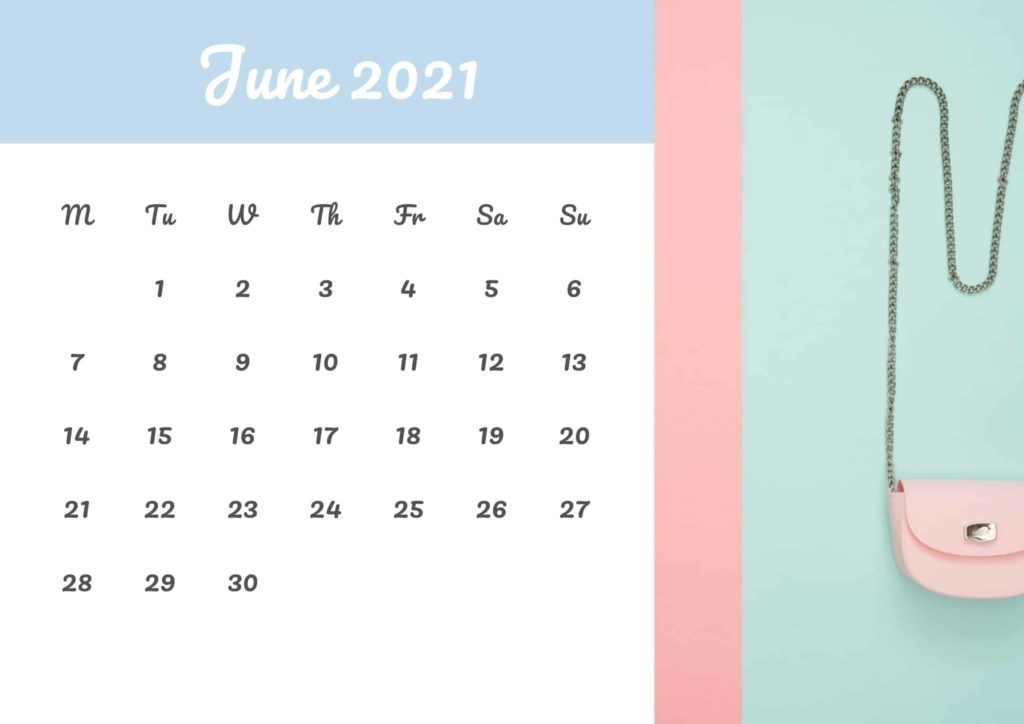 Cute Printable Calendar For June 2021