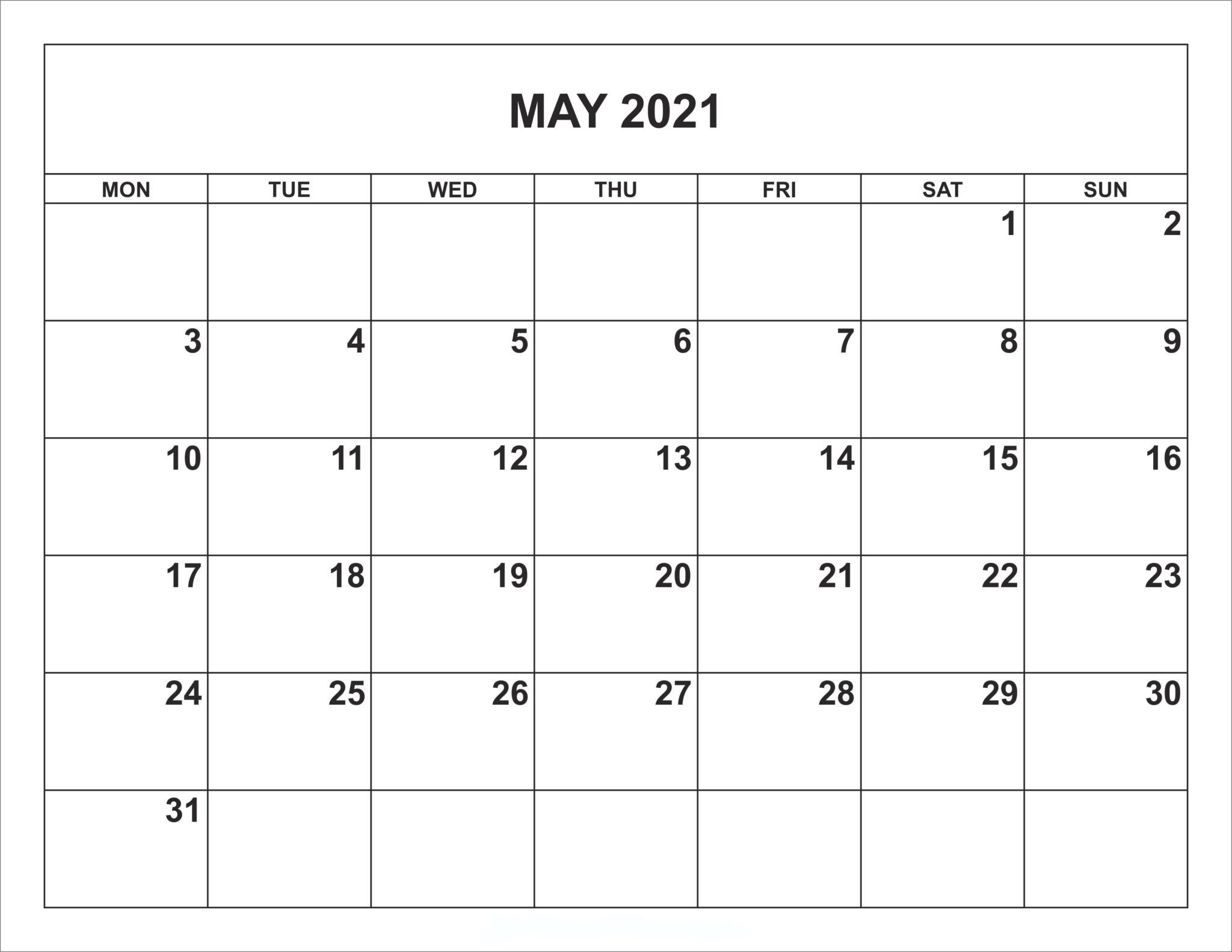 [Free] May 2021 Calendar Printable PDF Download