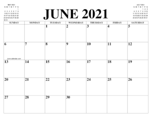 Free June Calendar 2021 Printable PDF Word Excel Templates