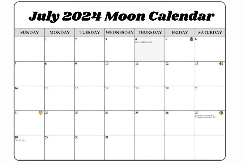 July 2024 Moon Calendar