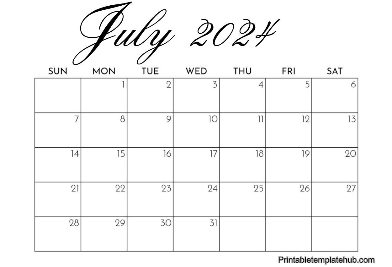 July 2024 blank calendar template