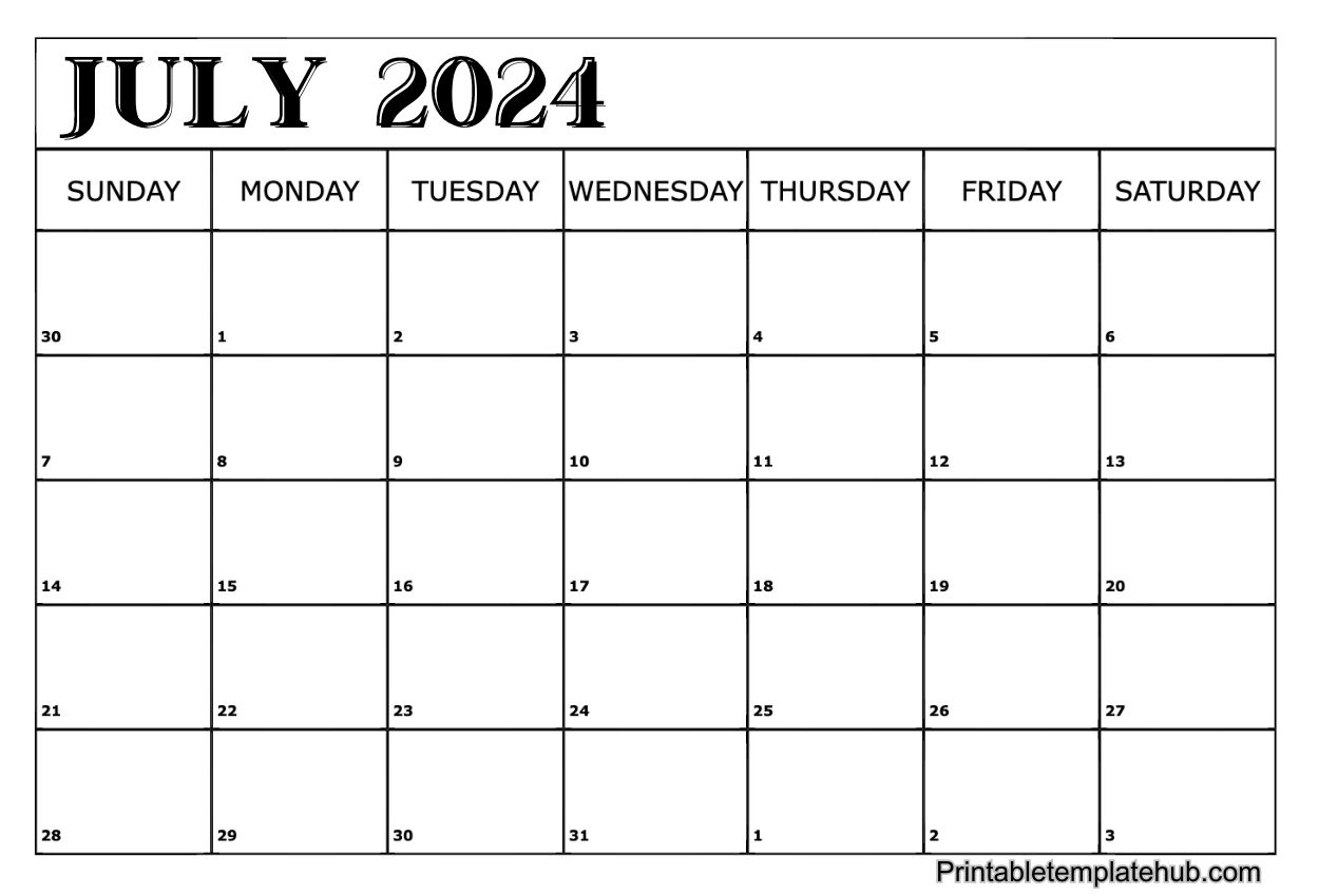 July 2024 customizable calendar