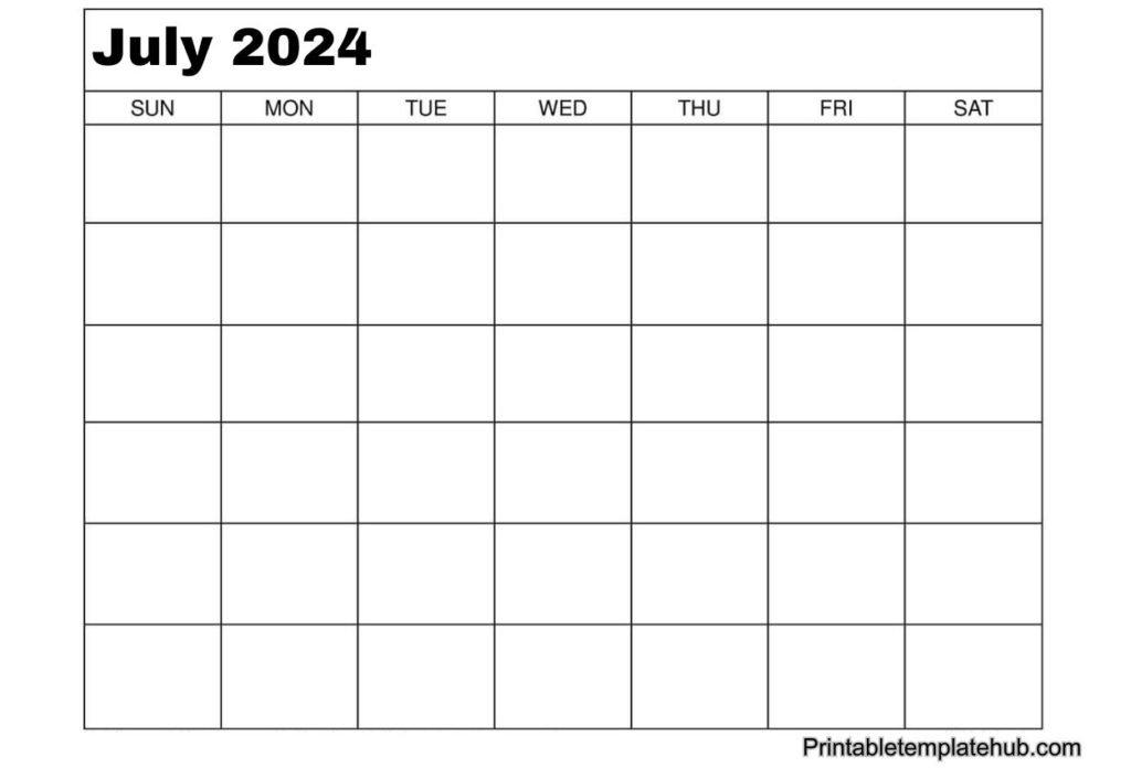 blank format 2024 July calendar