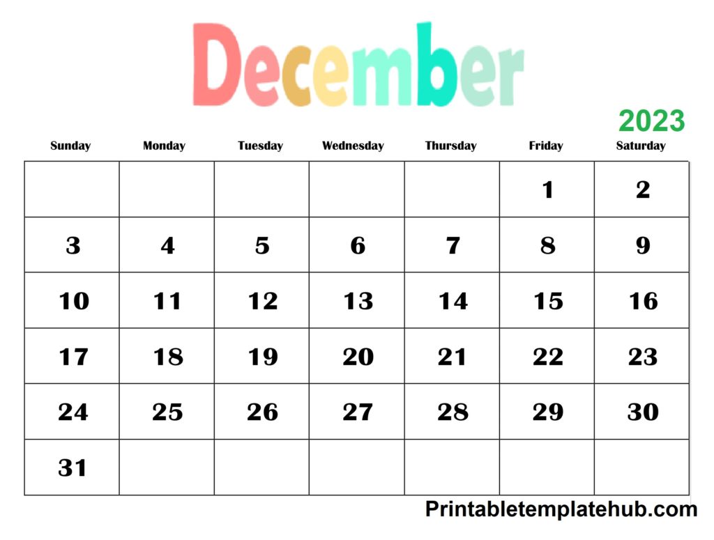 December 2023 Free Calendar