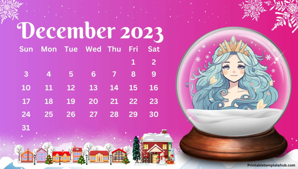 December 2023 Free Calendar Desktop Wallpaper