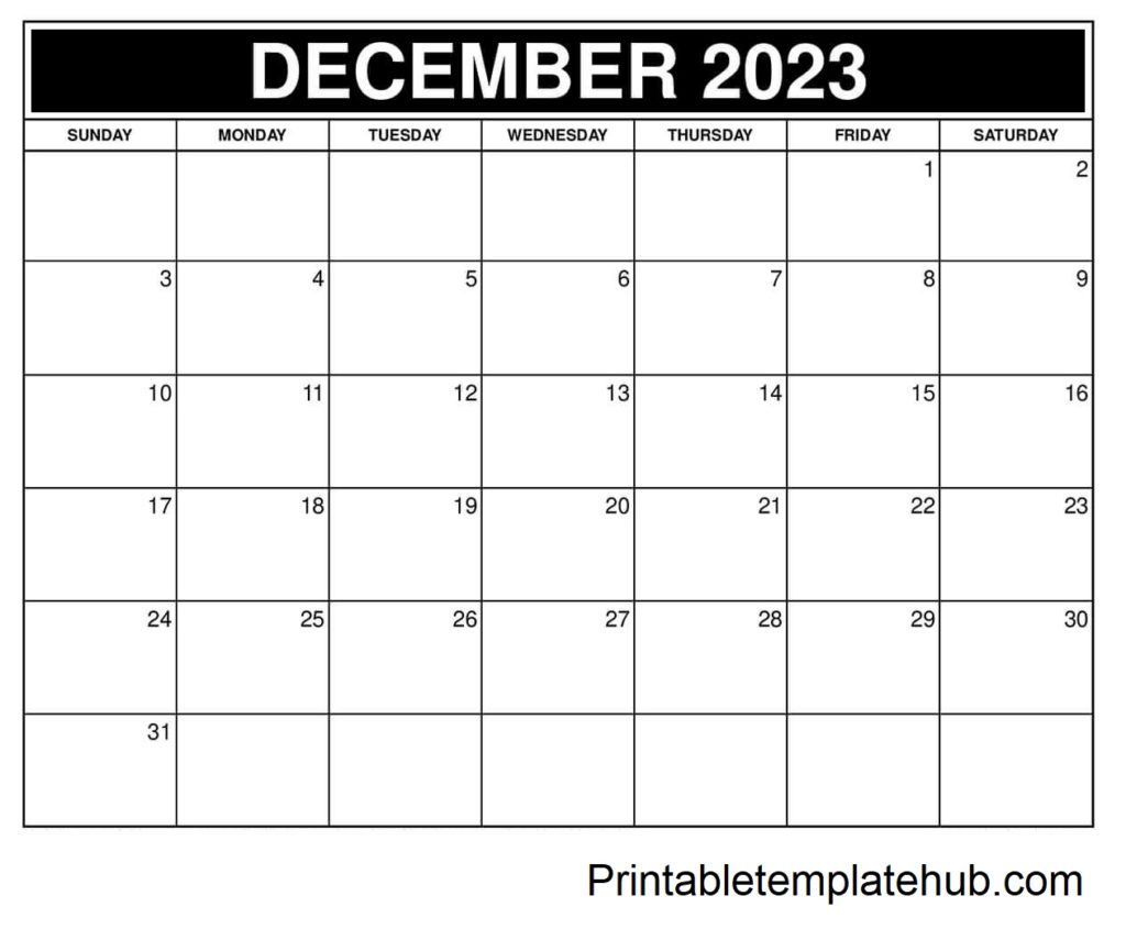 Free December 2023 calendar editable