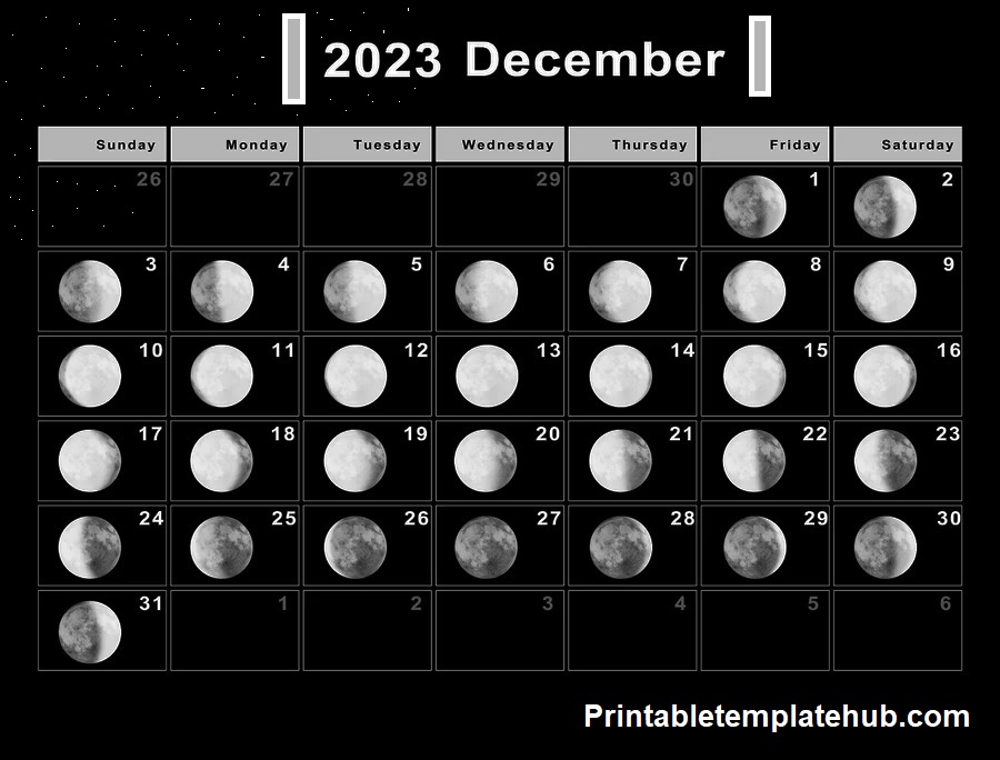 December 2023 Moon phases Calendar