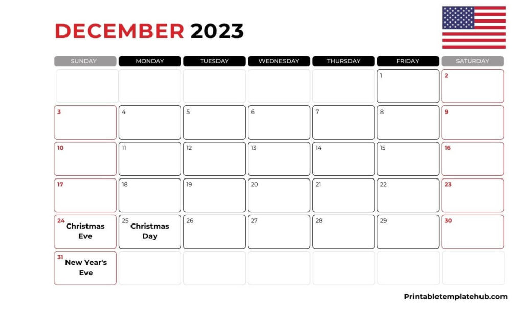December 2023 USA Calendar