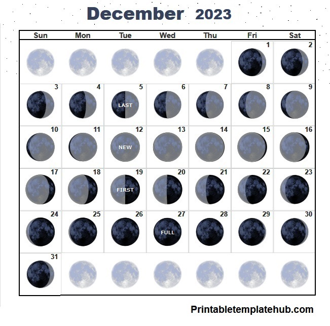 December Calendar 2023 Lunar Phases