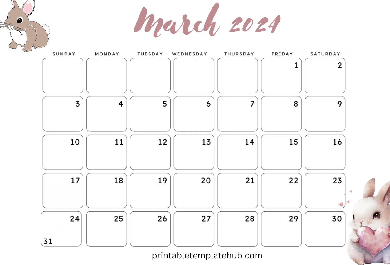 Cute March 2024 Calendar
