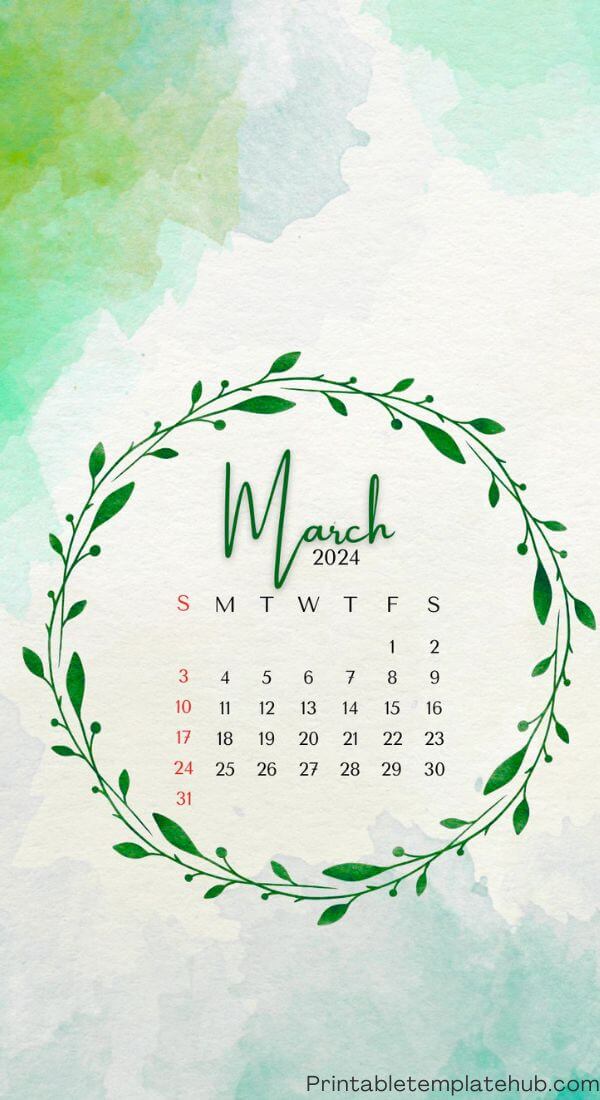 Free March 2024 Calendar wallpaper for iPhone