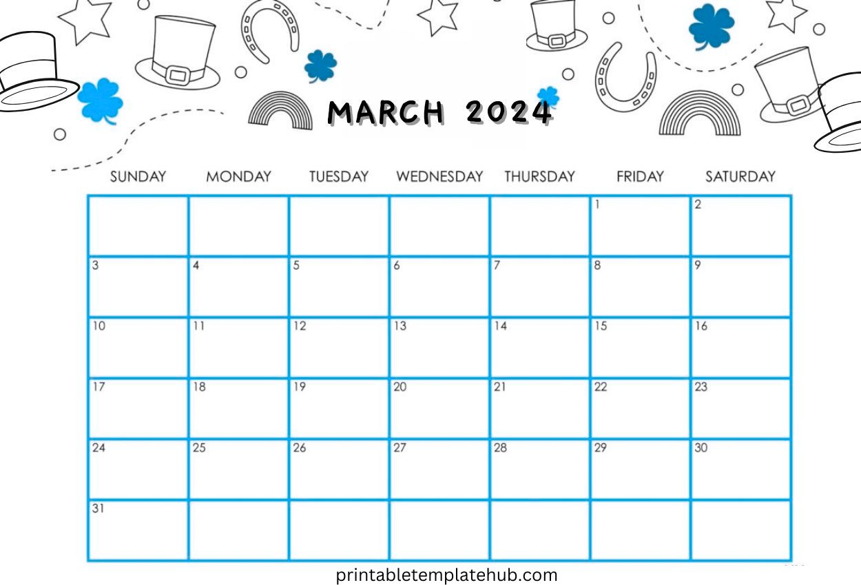 March 2024 Calendar Cute PNG