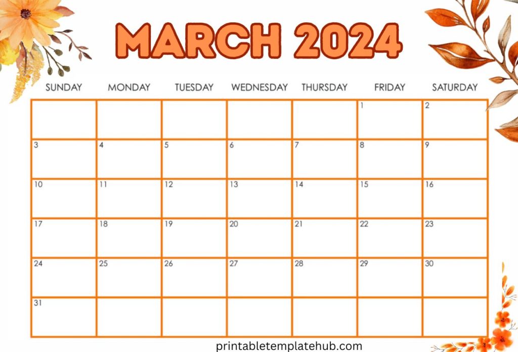 March 2024 Calendar Floral