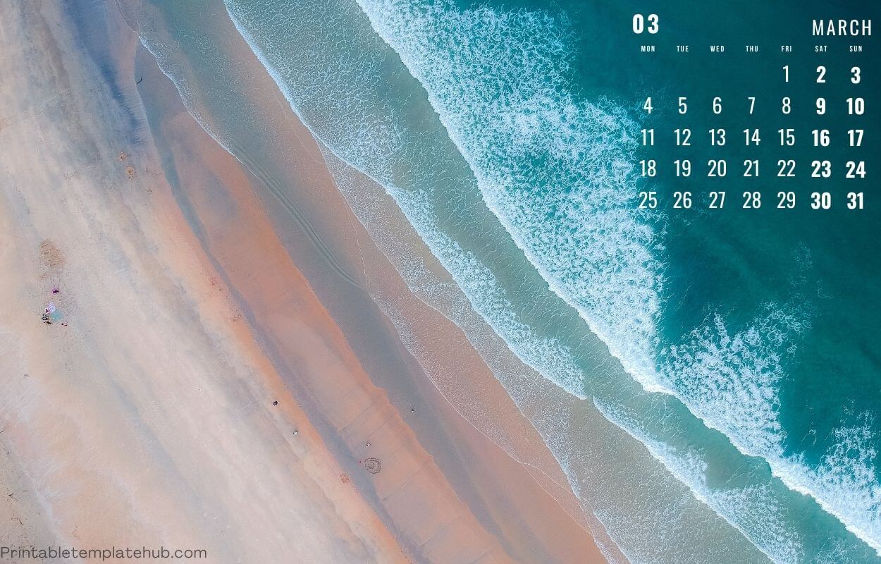 March 2024 Calendar wallpaper for desktop