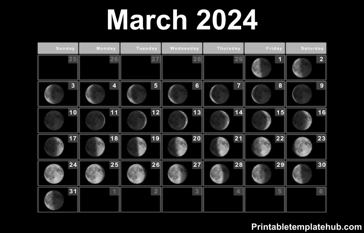 March 2024 Lunar Phases Calendar