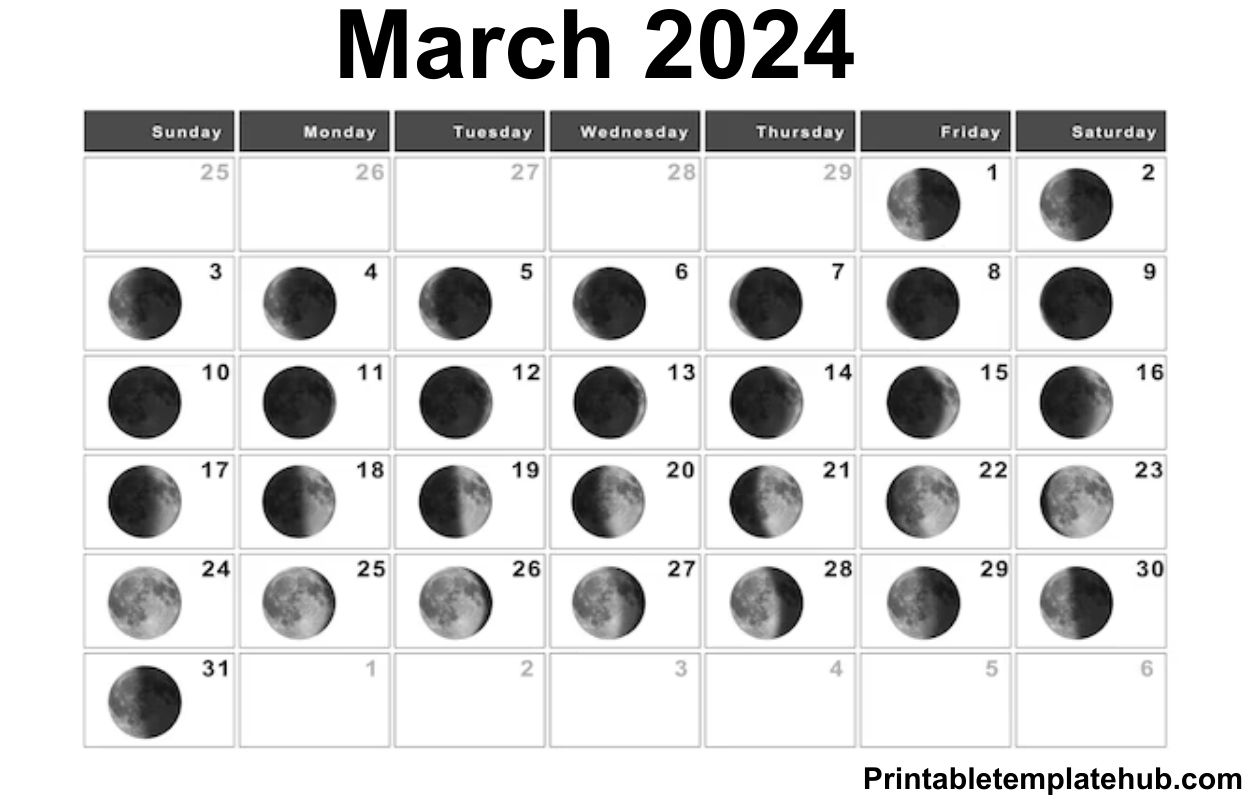 March 2024 Moon Phases Calendar