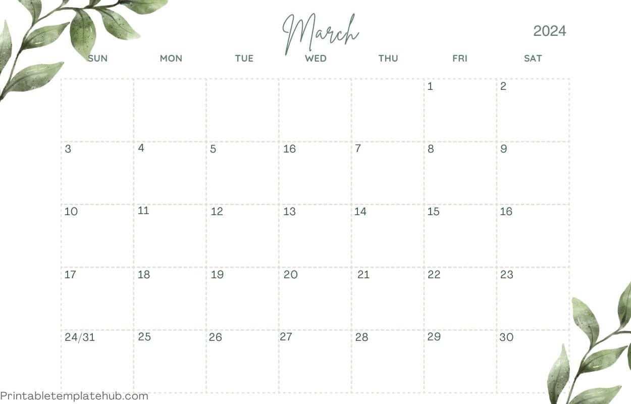 March 2024 floral calendar