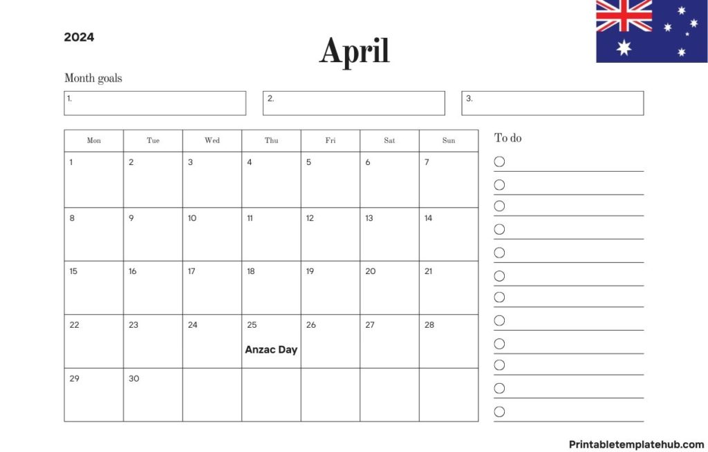 April 2024 Australia Calendar