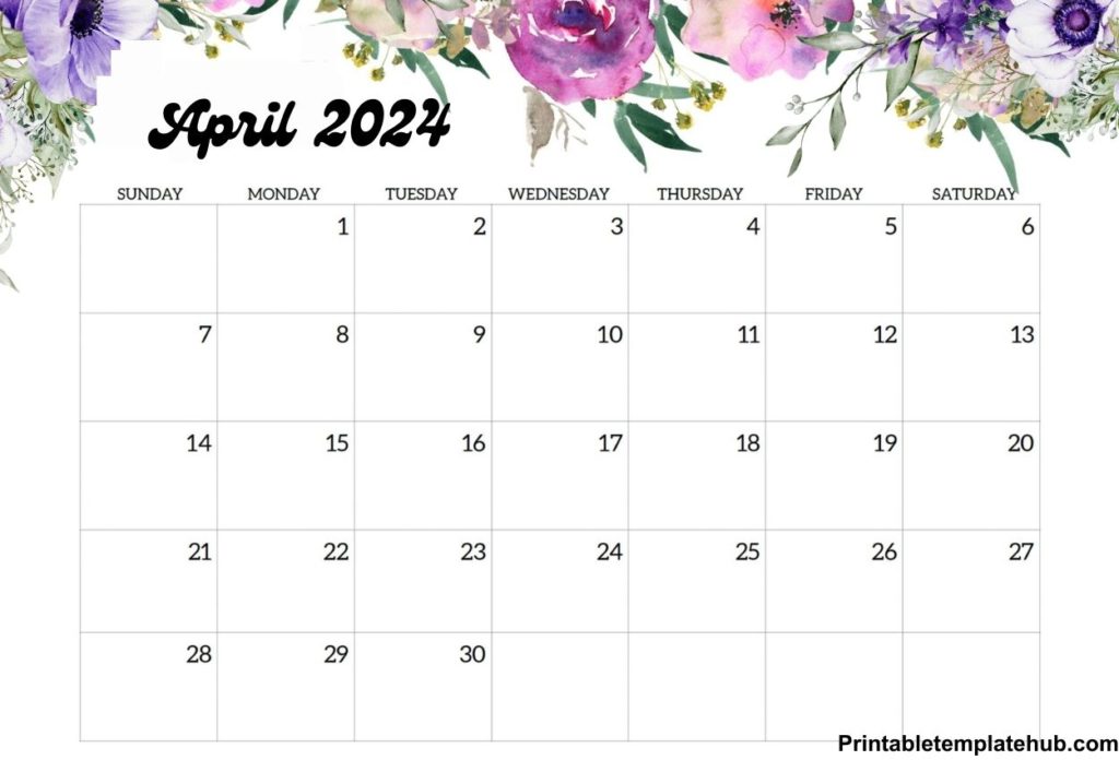 April 2024 Calendar For Wall