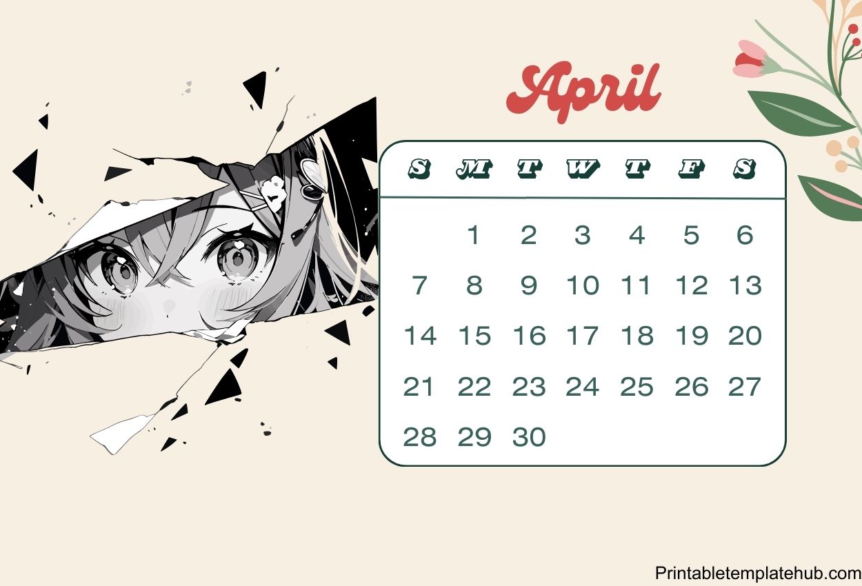 April 2024 Calendar HD Wallpaper